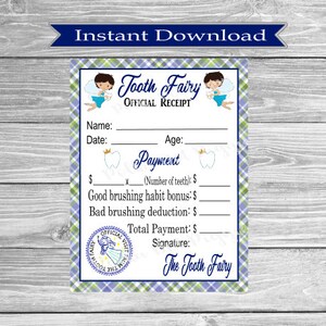 Tooth Fairy Official Receipt Lost Tooth First Tooth Instant Digital Download