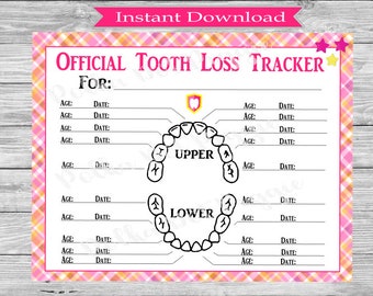 Download stampabile istantaneo del certificato di rilevamento dei denti smarriti della fatina dei denti della ragazza