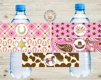 Cowgirl Western Water Bottle Labels - Instant Digital Printable Download Birthday Party Wedding Bachelorette Baby Shower