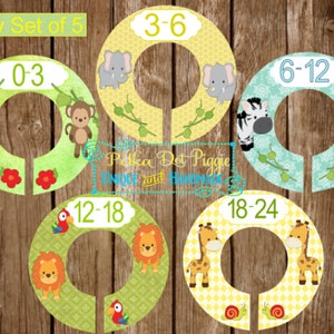 Cute Jungle Animals Safari Nursery Closet Clothing Organizer Dividers - Assembled