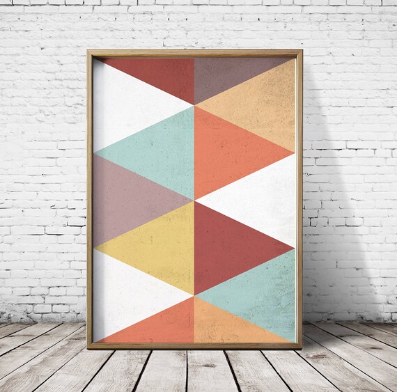 Geometric Art Digital Art Prints Orange Print Wall Art Prints Etsy