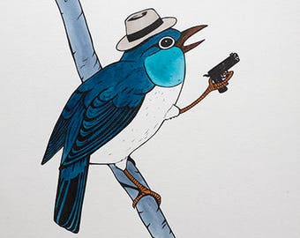 Bird with gun