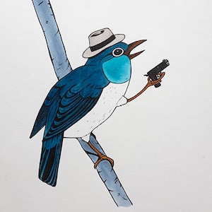 Bird with gun.