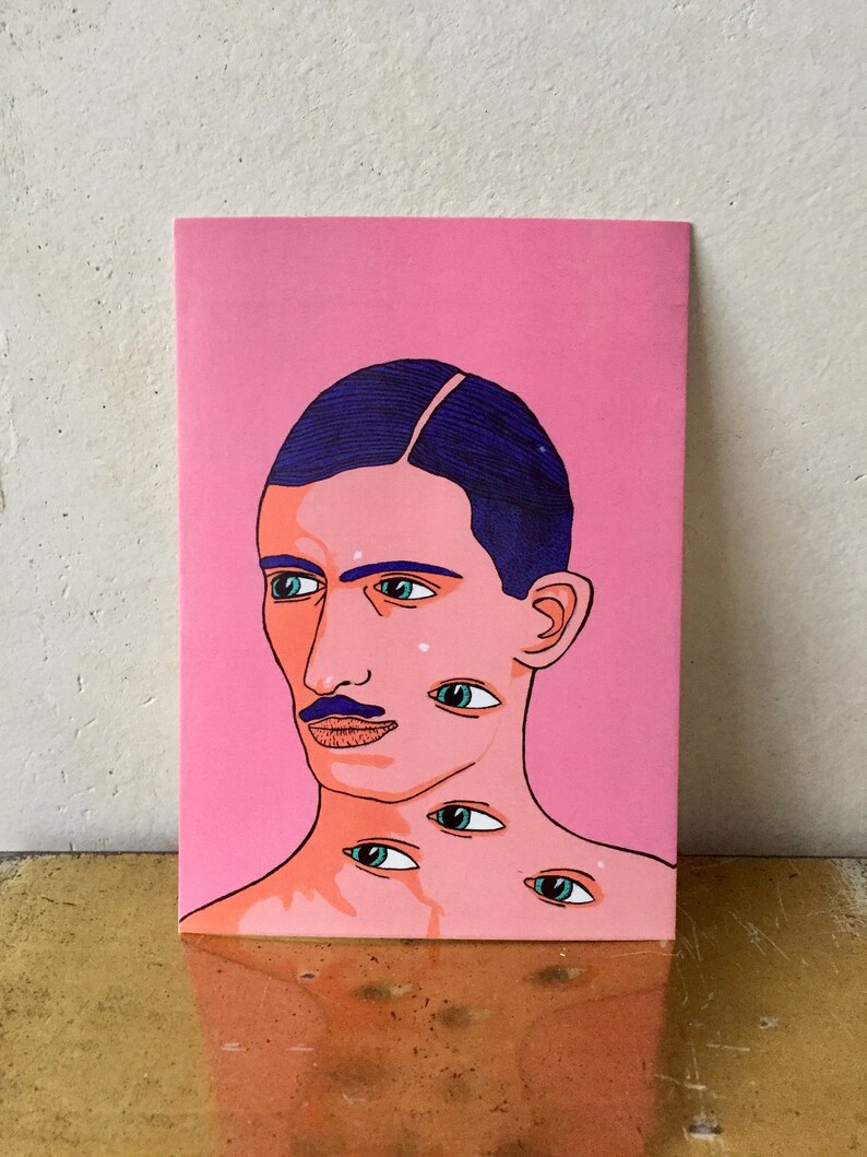 Postcard Set Many eyes "Six eyes moustache"