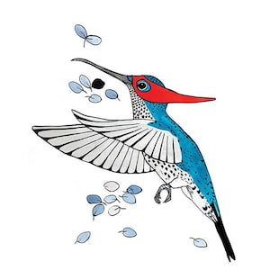 Flying colibri with mask.