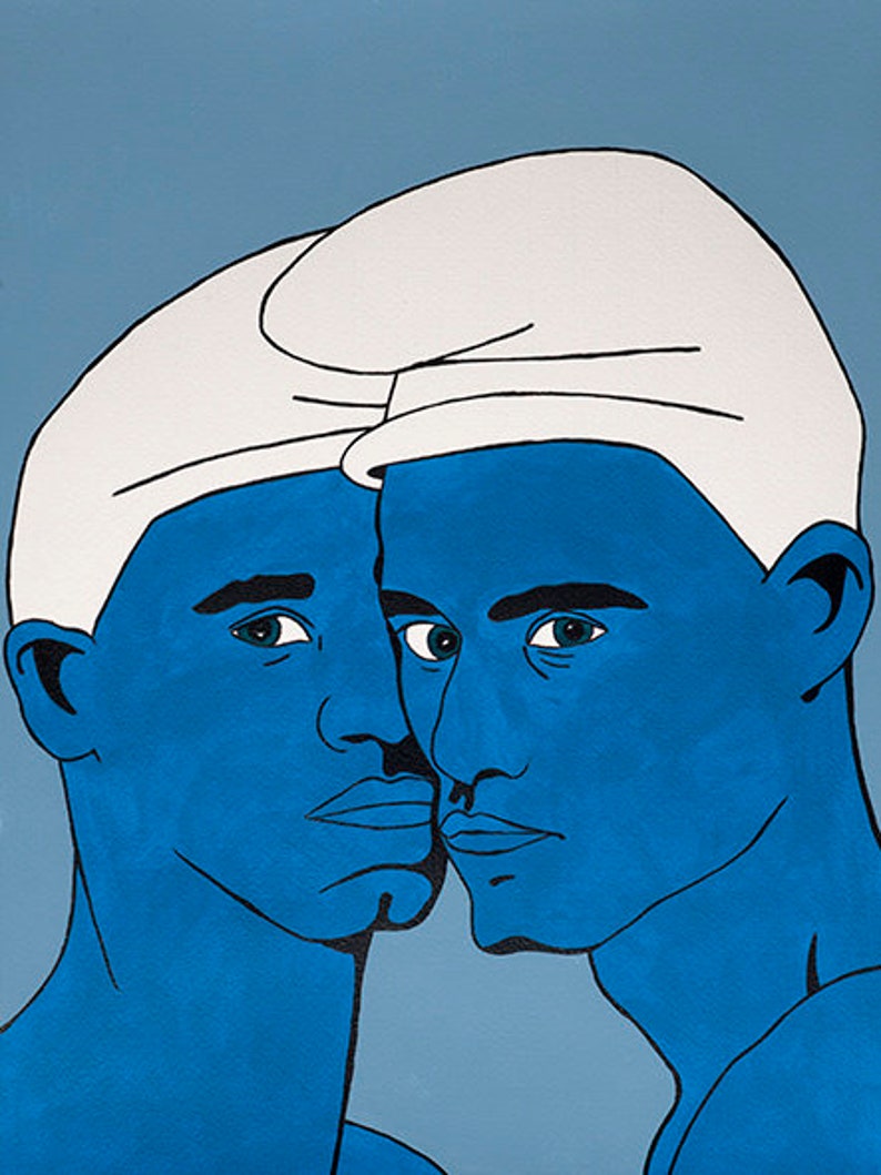 Two blue men. image 1