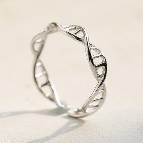 DNA Double Helix Ring Biology Jewelry Silver DNA Ring Science Etsy