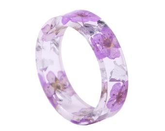 Real Flower Ring Resin Flower Ring Pressed Flowers Dried Flowers Gifts for Her Womens Promise Ring for Her Resin Jewelry Flowers in Resin