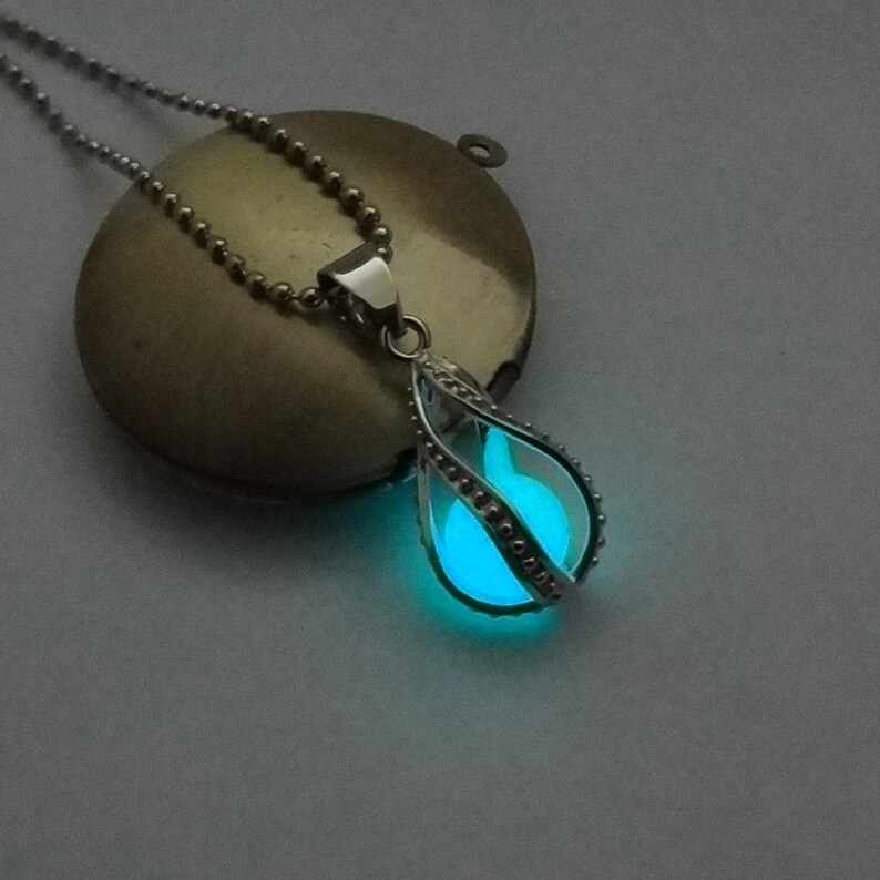 Glow in the Dark Necklace Silver Necklace Glowing Necklace Etsy