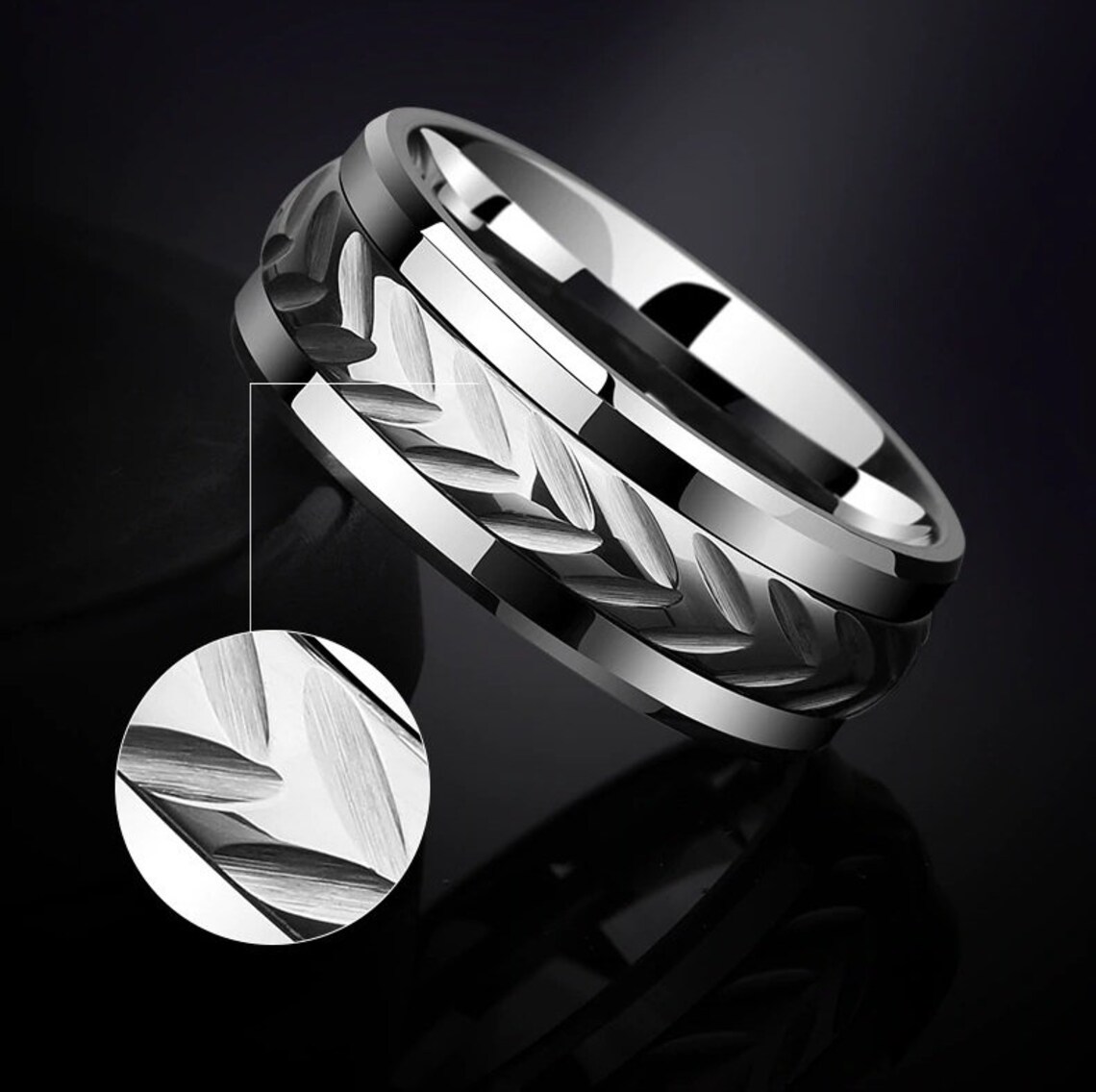 Mens Fidget Spinner Ring Mens Fidget Ring Men Tungsten Ring | Etsy