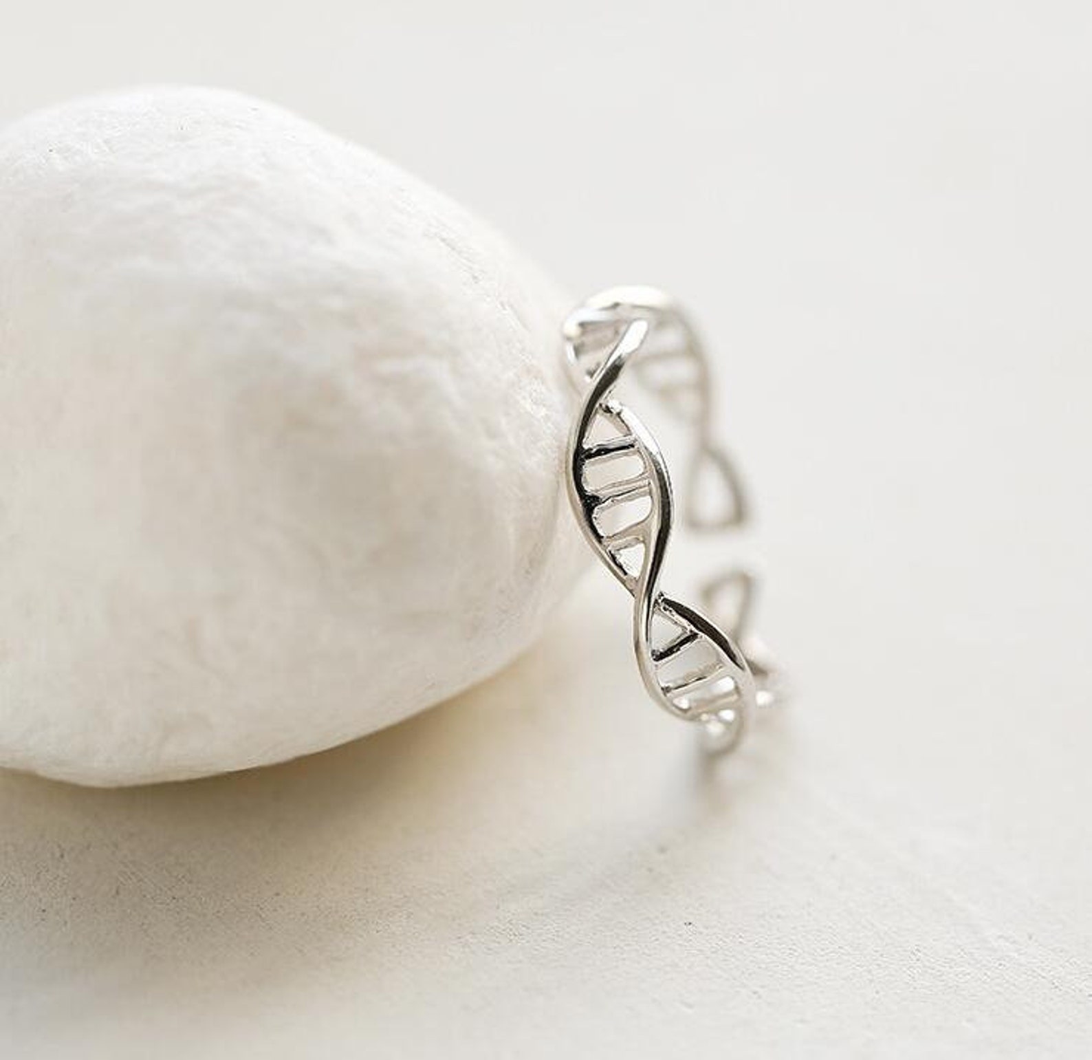 DNA Double Helix Ring Biology Jewelry Silver DNA Ring Science Etsy