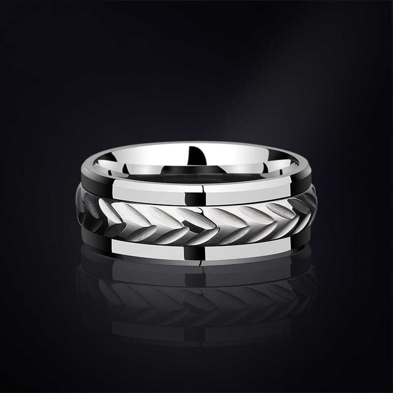 Mens Fidget Spinner Ring Mens Fidget Ring Men Tungsten Ring Etsy