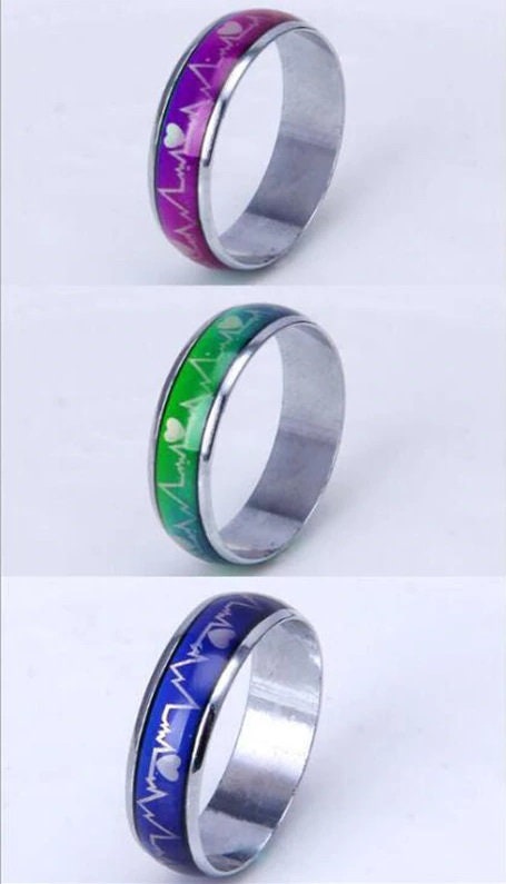 Mood Ring Color Changing Heartbeat Ring ECG Ring Heart Beat - Etsy