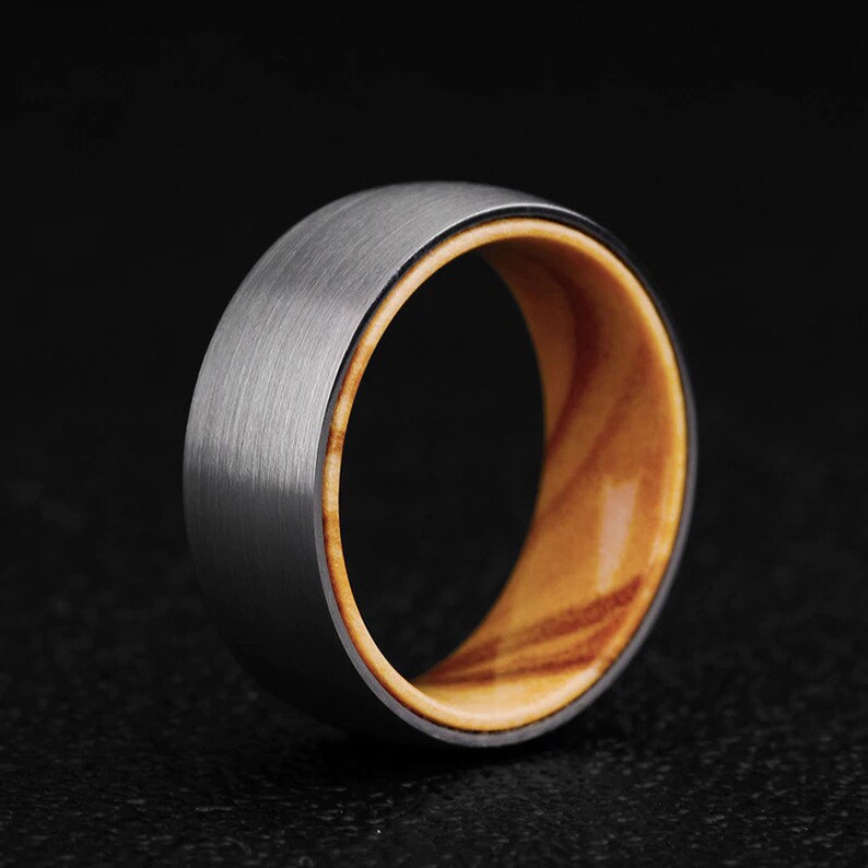 Mens Wood Engagement Ring Mens Wood Ring Tungsten Wooden Ring Etsy