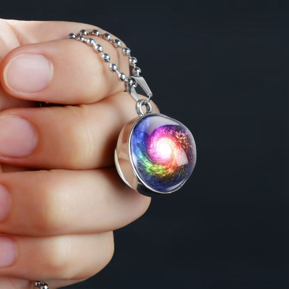 Necklaces Galaxy Double Sided Space Universe In Necklace Pendant Nebula Jewelry 