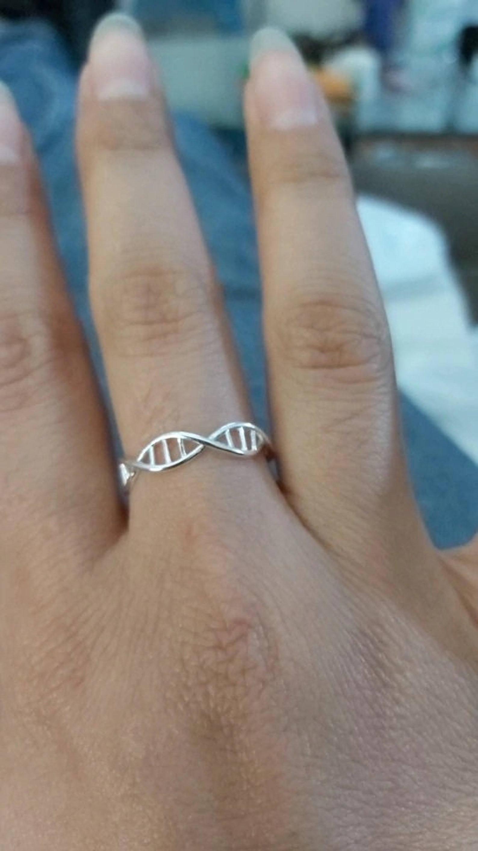 DNA Double Helix Ring Biology Jewelry Silver DNA Ring Science Etsy