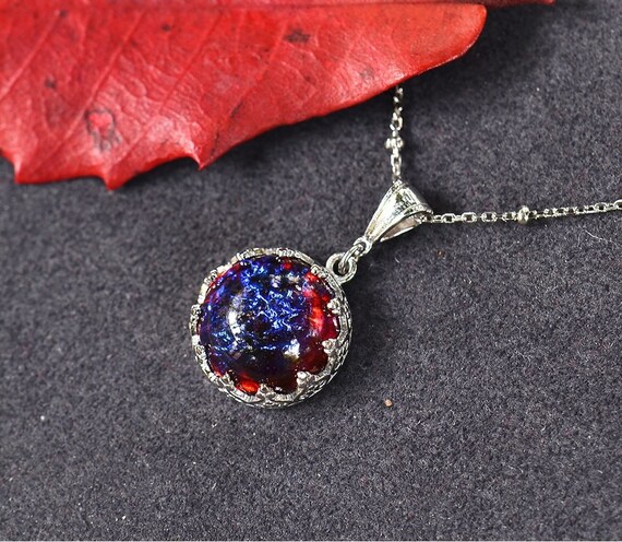 Dragons Breath Opal Necklace Sterling 