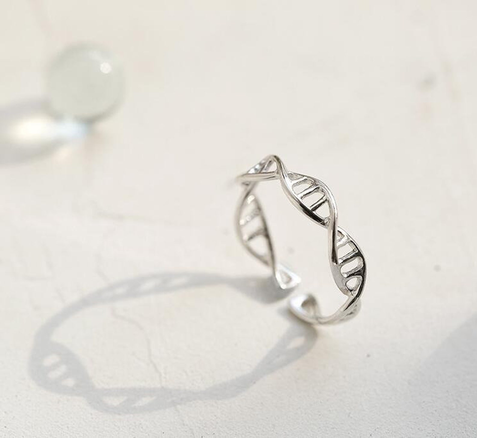DNA Double Helix Ring Biology Jewelry Silver DNA Ring Science Etsy