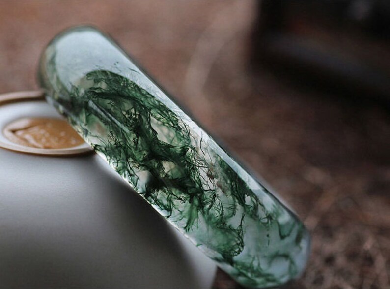 Green Moss Agate Bracelet Moss Agate Bangle Green Moss | Etsy