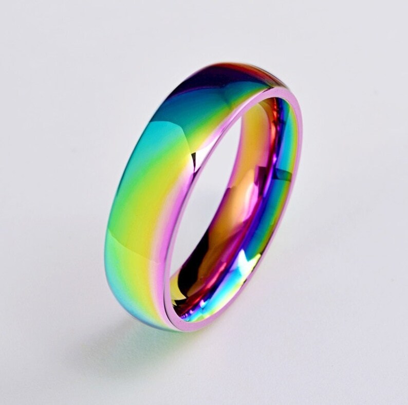 Rainbow Titanium Ring Rainbow Rings for Him and Her Men's Etsy
