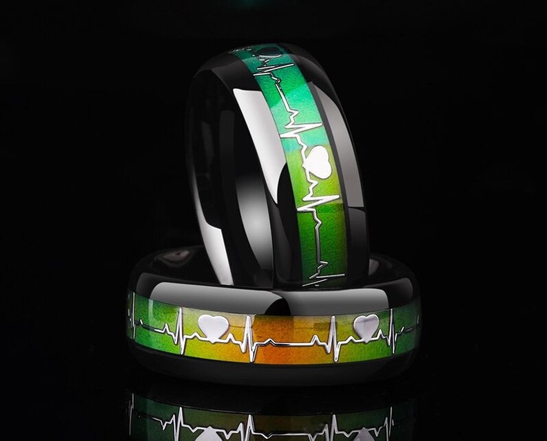 Tungsten Mood Ring for Men Color Changing Ring Men's Mood Etsy