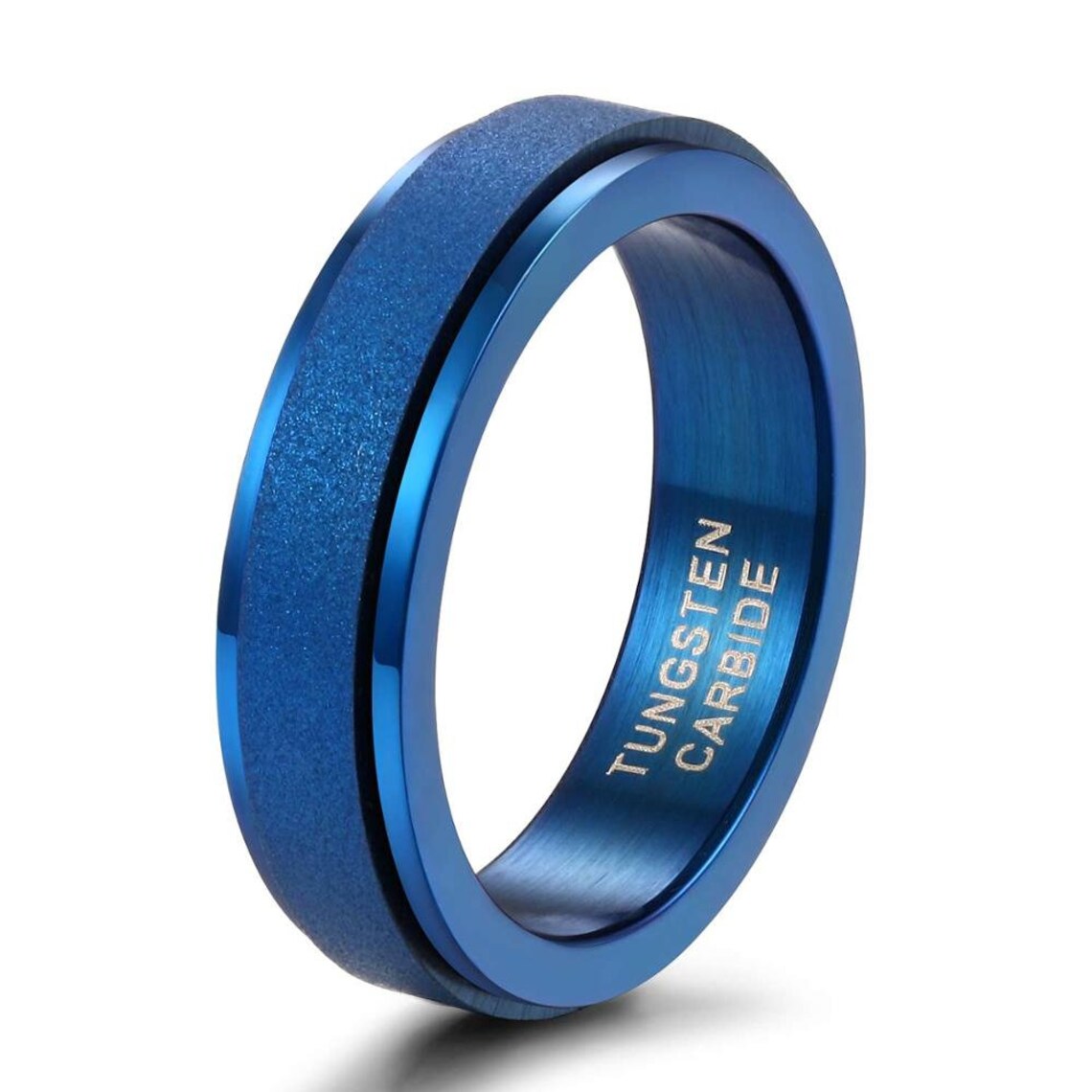 Blue Tungsten Ring Mens Spinner Ring Womens Spinner Ring Mens Etsy