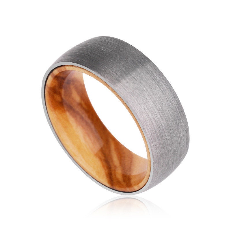 Mens Wood Engagement Ring Mens Wood Ring Tungsten Wooden Ring Etsy