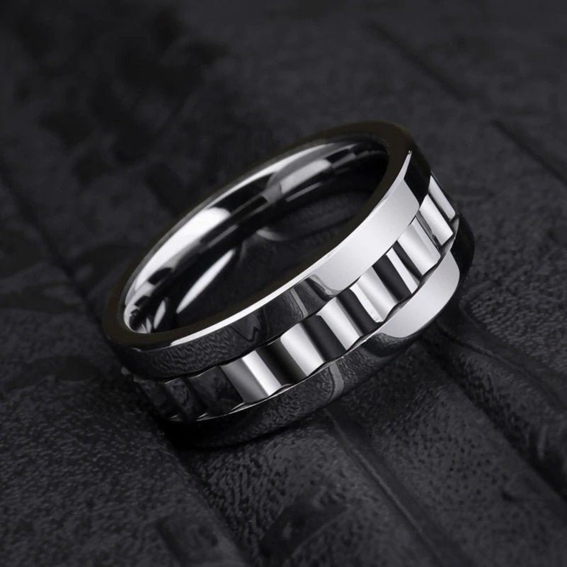 Tungsten Spinner Ring Mens Spinner Ring Mens Fidget Ring Etsy