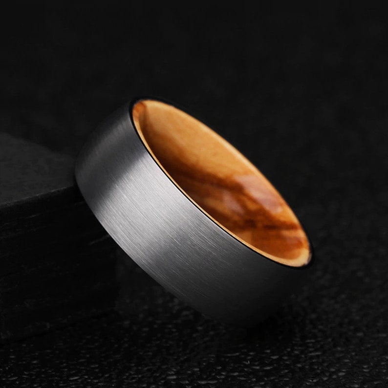 Mens Wood Engagement Ring Mens Wood Ring Tungsten Wooden Ring Etsy
