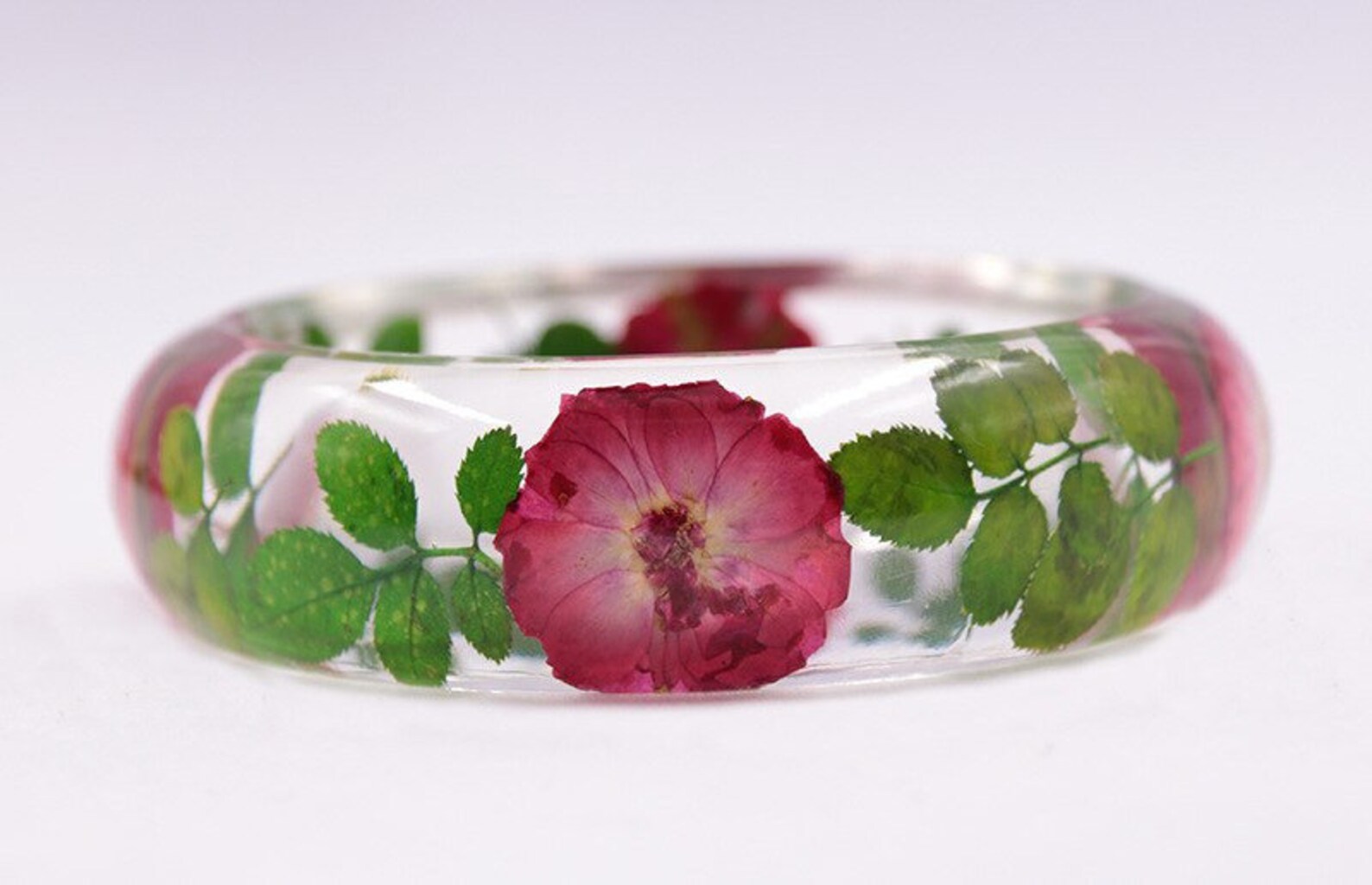 Red Rose Bangle Resin Flower Bangle Flowers in Resin Etsy