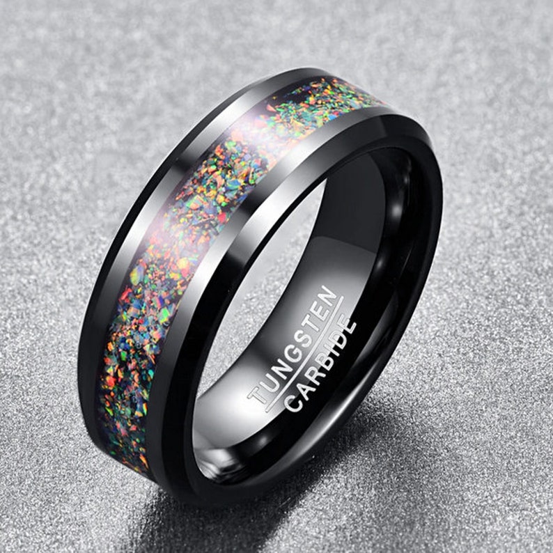 Opal Ring Tungsten Wedding Ring Tungsten Wedding Band Mens