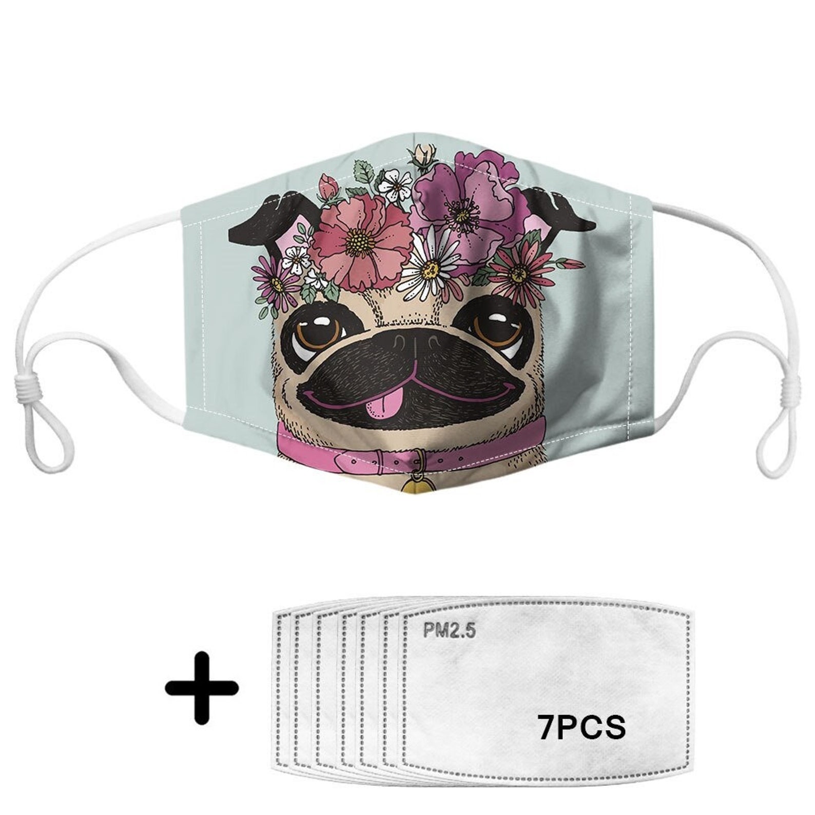 Pug Mask Pug Face Mask Animal Face Masks Pug Mouth Mask Dog Etsy