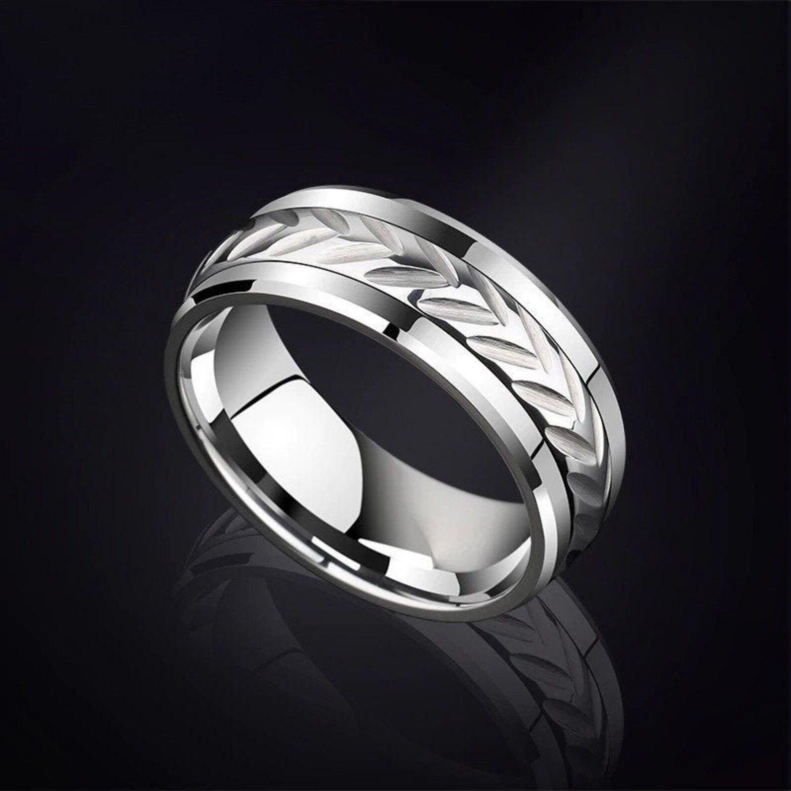 Mens Fidget Spinner Ring Mens Fidget Ring Men Tungsten Ring Etsy