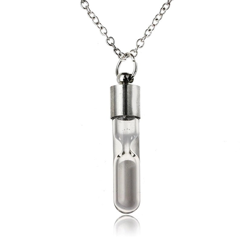 MoAndy Jewellery Couple Stainless Steel Hollow Hourglass Three Beads Inside Pendant