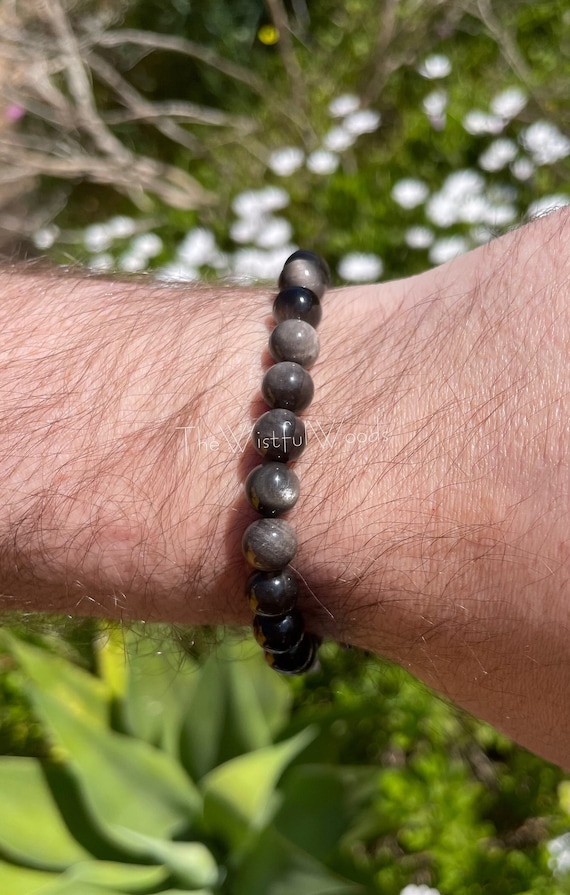 Silver Obsidian Bracelet Silver Sheen 