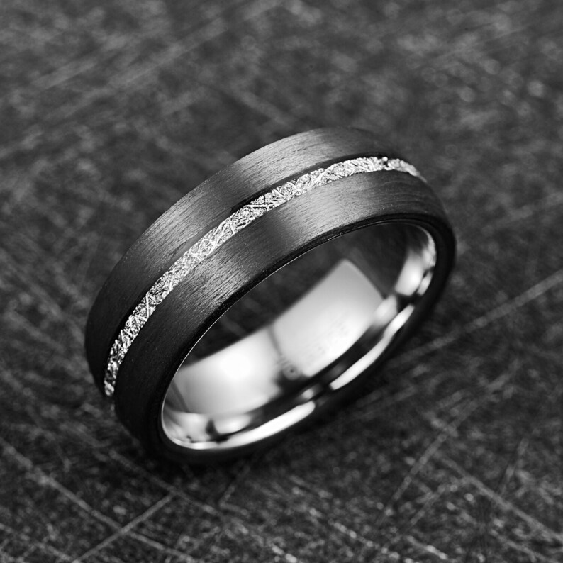 Mens Meteorite Ring Tungsten Meteorite Ring Tungsten Mens Ring Etsy