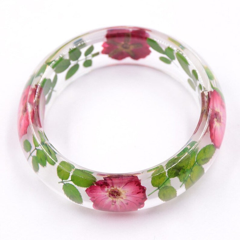 Red Rose Bangle Resin Flower Bangle Flowers in Resin Etsy