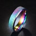 Sandblasted Titanium Iridescent Ring, Metallic Rainbow Hematite, 6mm Band, Sand Blasted Colorful Crystal Gemstone Ring, Promise Ring