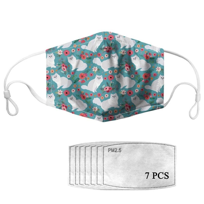 Grey Tabby Cat Face Mask Floral Face Mask Women Flower Mouth Etsy