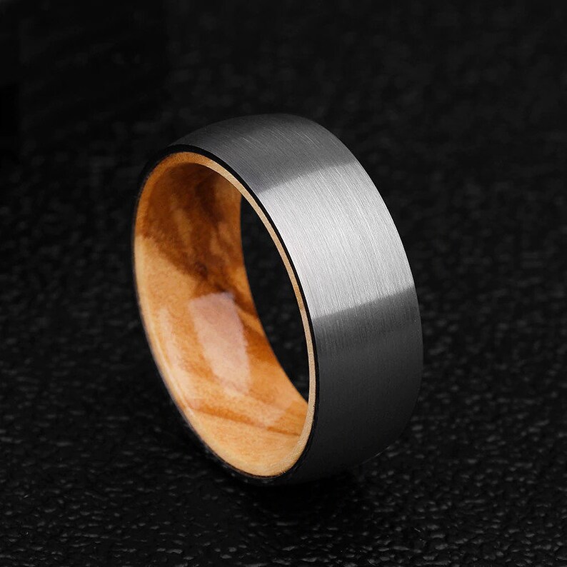 Mens Wood Engagement Ring Mens Wood Ring Tungsten Wooden Ring Etsy