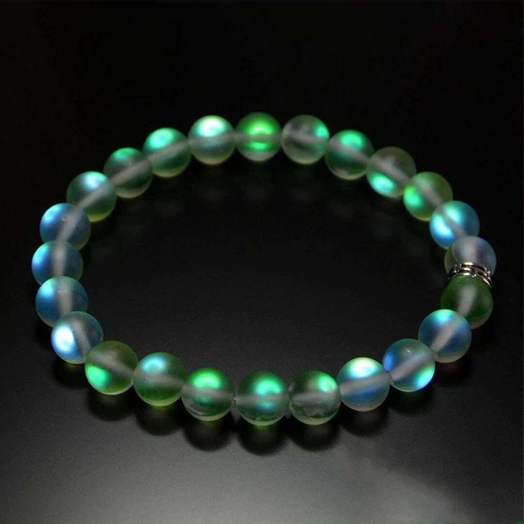 Aura Bracelet Green Mermaid Glass Bracelet Elastic Bracelet - Etsy