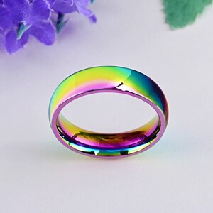 Titanium Iridescent Ring Metallic Rainbow Hematite 6mm Band - Etsy