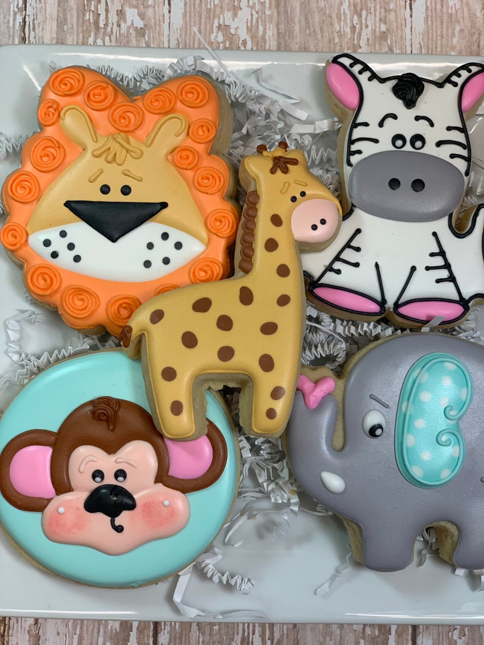 Zoo Animal Decorated Sugar Cookies Baby Shower Cookies Etsy