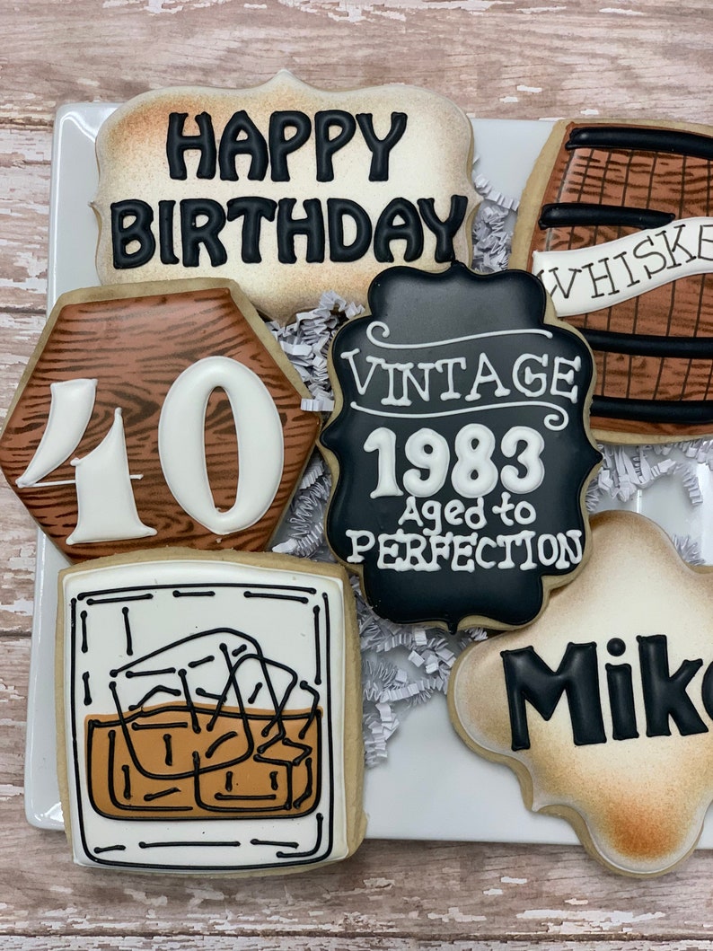 Aged to Perfection Birthday Cookies, Whiskey Birthday Cookies image 1