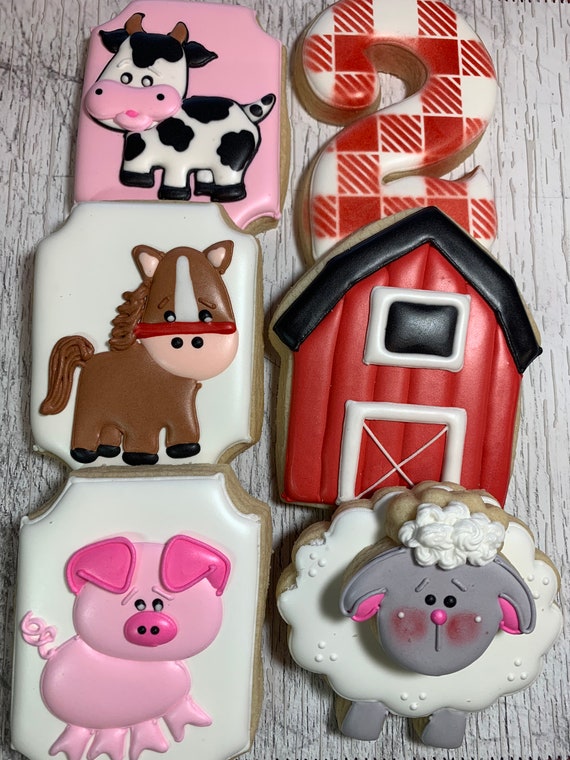 Farm Themed Birthday Cookies Party Favors Etsy