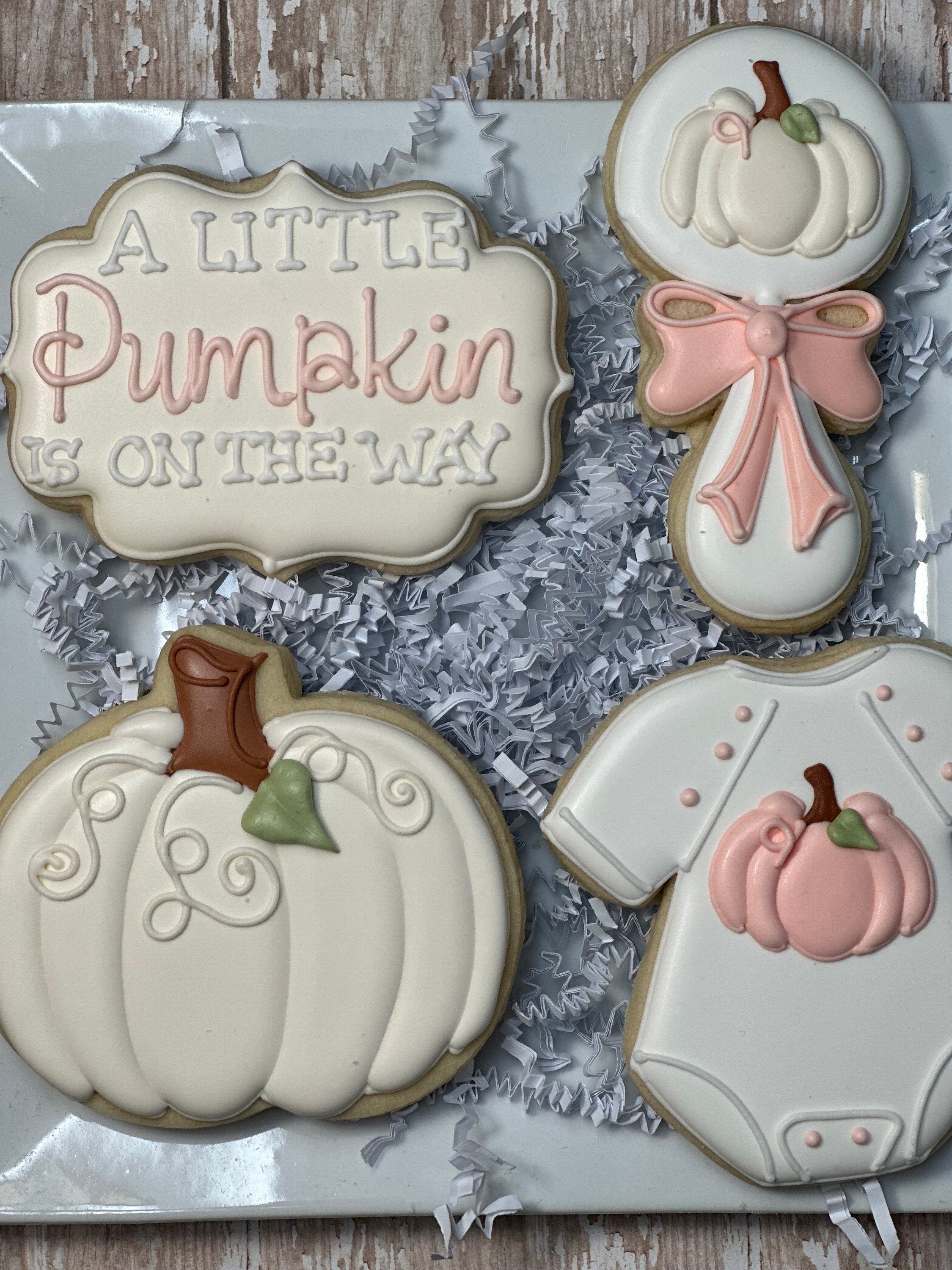 Pumpkin Baby Shower Cookies A Little Pumpkin is on the Way - Etsy