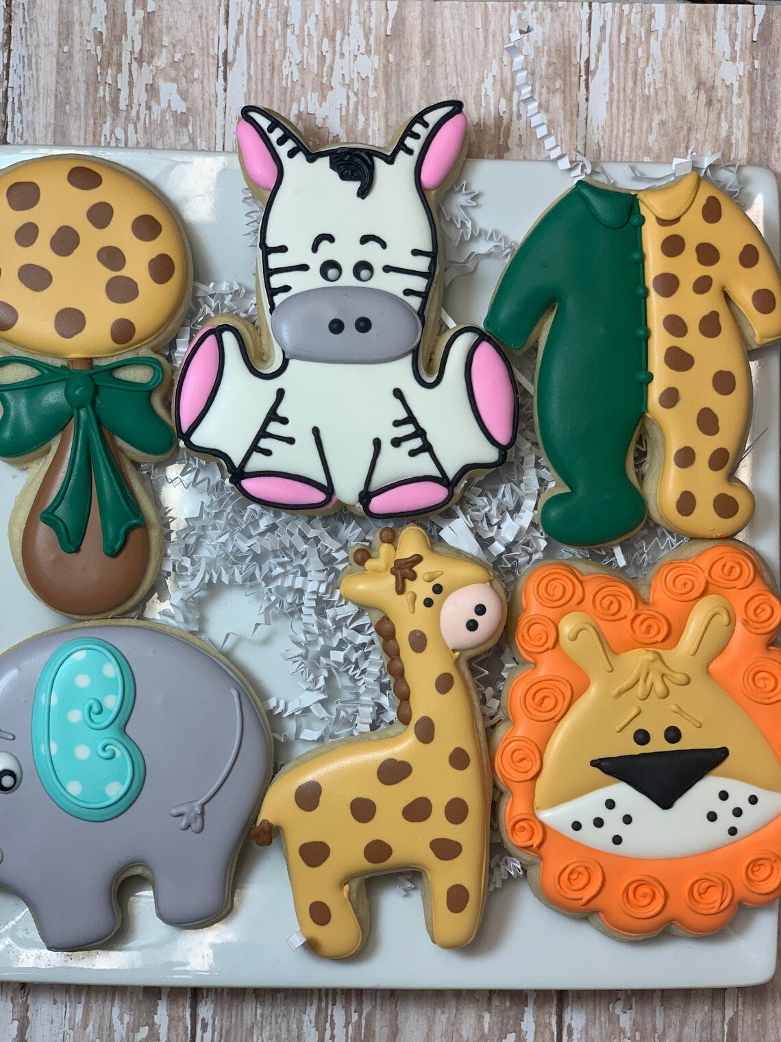 Zoo Animal Decorated Sugar Cookies Baby Shower Cookies Etsy