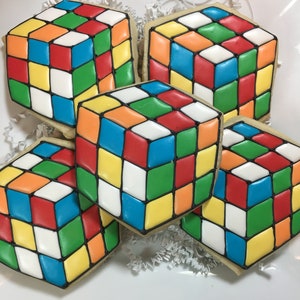 Rubik&#39;s Cube Cookies, Retro 80&#39;s Cookies, Party Favors