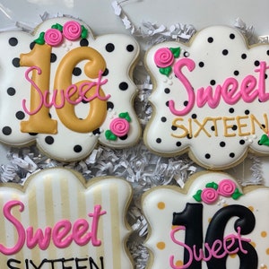 Sweet 16 Cookies, Pink and Gold Sweet 16 Cookies