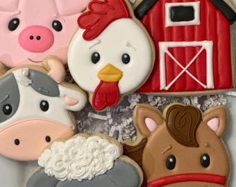 Farm Themed Birthday Cookies, Party Favors
